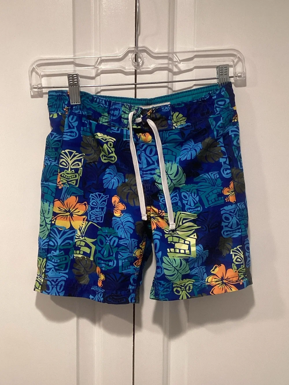 Tommy Bahama Blue Tropical Tiki Swim Shorts kids size 5